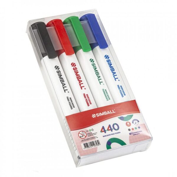 MARCADOR SIMBALL 440 P/PIZARRA X 4 COLORES CLASICOS