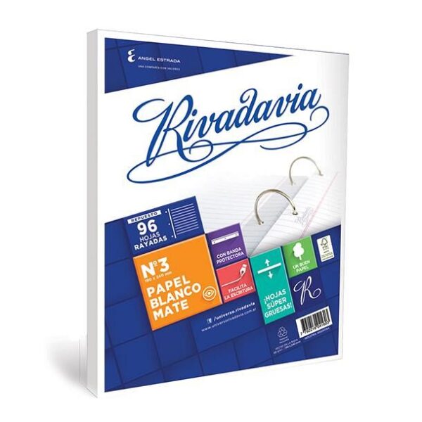 REPUESTO RIVADAVIA  X 96 HJS. RAYADO EXTRA BLANCO (472331)