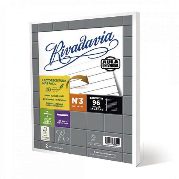 REPUESTO RIVADAVIA N° 3 AULA UNIVERSAL X 96 HJS. RAYADO