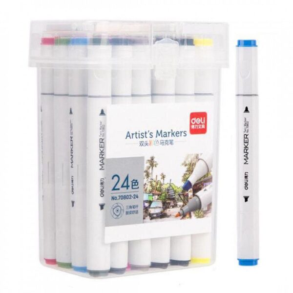 MARCADOR DELI SKETCH PERM. DOBLE PTA. BISELADA/FINA BOX X 24 U.