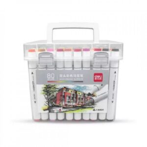 MARCADOR DELI SKETCH PERM. DOBLE PTA. BISELADA/FINA BOX X 80 U.