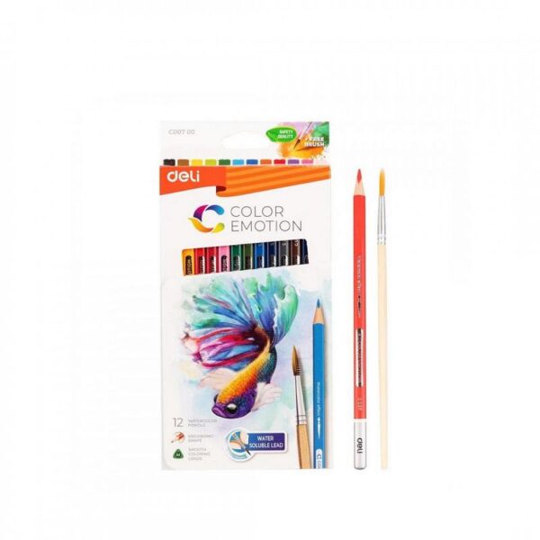 LAPICES DE COLORES DELI COLOR EMOTION  X 12 ACUARELABLES + PINCEL
