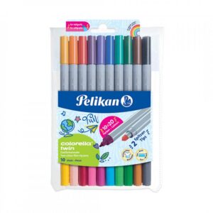 MARCADOR PELIKAN COLORELLA TWIN DOBLE PUNTA X 10 UNIDADES/20 COLORES