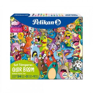 TEMPERA PELIKAN COLOR BOOM POTE X 24 U. X 20 ML + PINCEL + MEZCLADOR