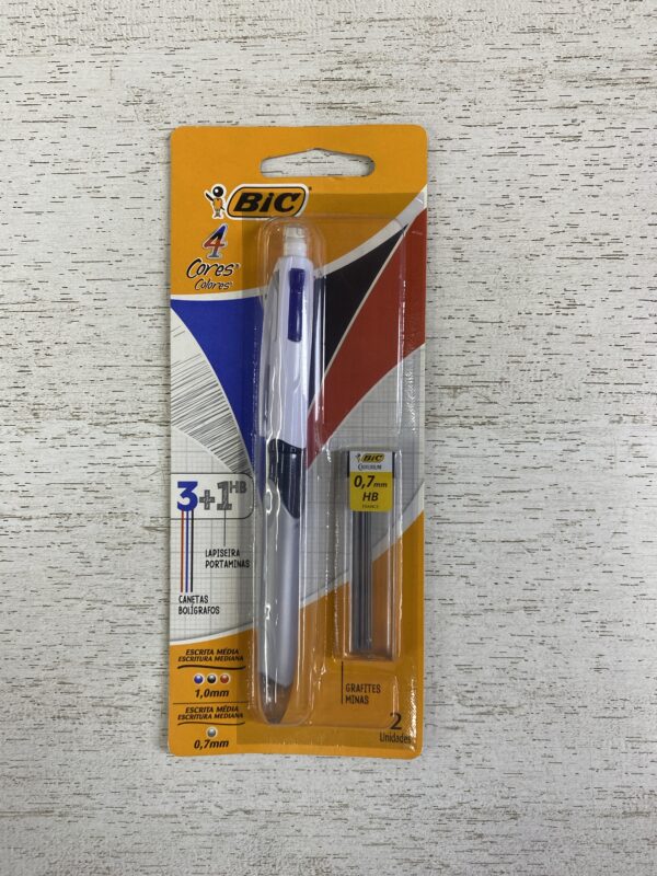 BOLIGRAFO BIC 4 COLORES 3 BOLIGRAFOS + 1 PORTAMINAS