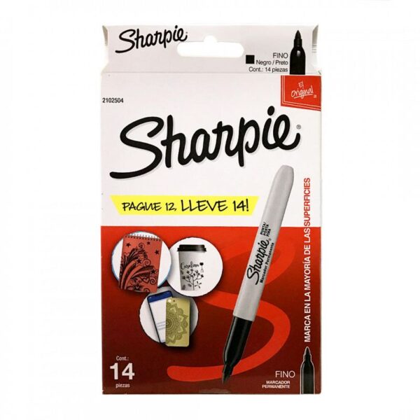 MARCADOR SHARPIE PERMANENTE FINO NEGRO PROMO 14 X 12 (2102504)