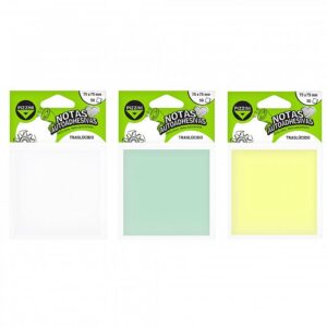NOTAS ADHESIVAS PIZZINI 75 X 75 MM. TRANSLUCIDAS X 50 HJS. V/COLORES