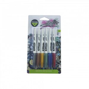 MARCADOR PIZZINI URBAN FINOS UNIVERSO METALIZADO BLISTER X 6 COLORES