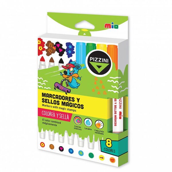 MARCADOR PIZZINI CON SELLOS MAGICOS X 8 (8100SM)