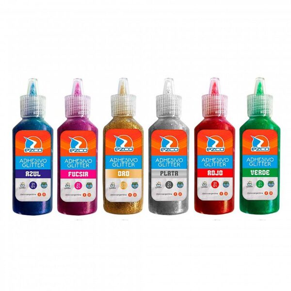 ADHESIVO CON GLITTER EZCO X 21 GRS. AZUL
