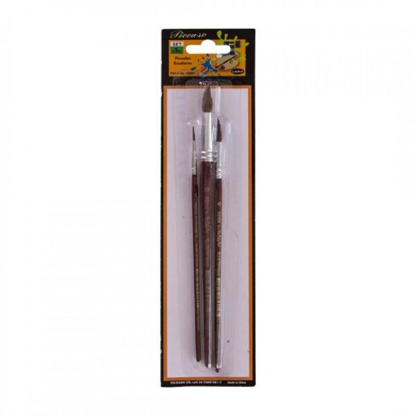 SET DE PINCELES VAN ORLEY ESCOLAR REDONDOS X 3 UNDS. (NRO 0, 6, 12)