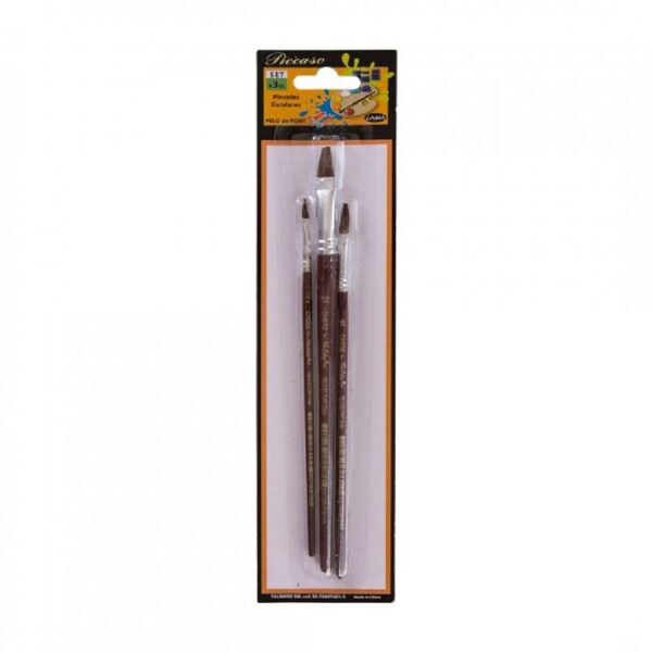 SET DE PINCELES VAN ORLEY ESCOLAR CHATOS X 3 UNDS. (NRO 0, 6, 12)