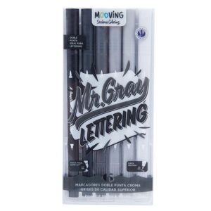 MARCADOR MOOVING DOBLE PUNTA CROMA GRISES BLISTER X 6 COLORES