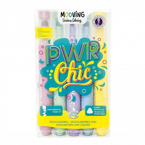 RESALTADOR MOOVING CHIC BLISTER SURTIDO X 5 U.