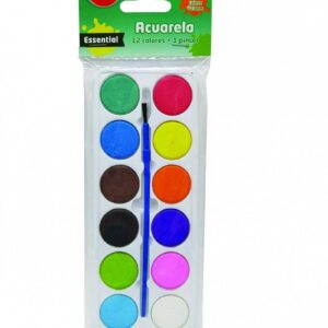 ACUARELA KEYROAD ESCOLAR X 12 PASTILLAS + PINCEL