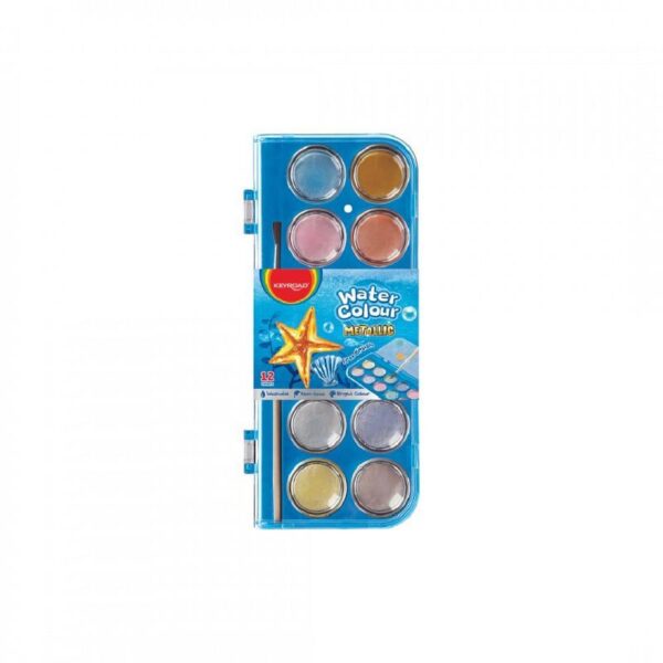 ACUARELA KEYROAD METALIZADA X 12 PASTILLAS + PINCEL