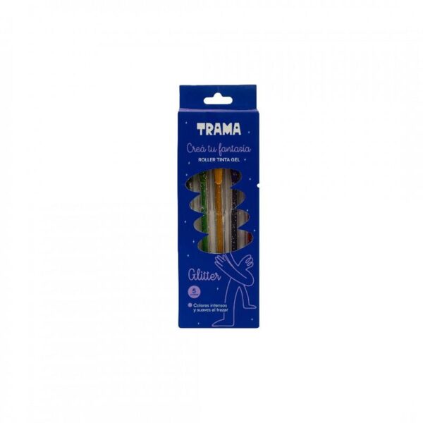 ROLLER BALL TRAMA GEL GLITTER X 5 COLORES