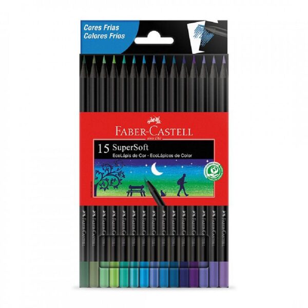 LAPICES DE COLORES FABER CASTELL X 15 SUPER SOFT TONOS FRIOS (210718)