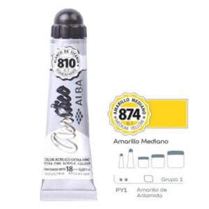 ACRILICO ALBA 874 AMARILLO MEDIANO (6 POMOS X 18 ML)