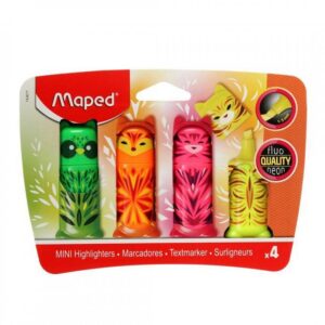 RESALTADOR MAPED FLUO PEPS MINI FRIENDS BLISTER X 4 U.