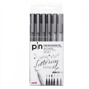 MARCADOR UNI PIN-200 SET X 6 SURTIDOS, LETTERING (2006PL)