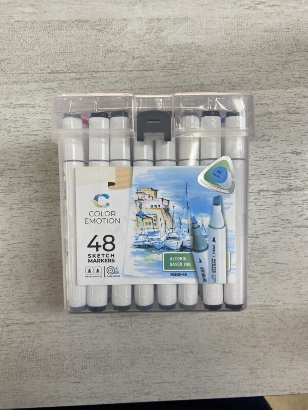 MARCADOR DELI SKETCH PERMANENTE DOBLE PTA. FINA/BISELADA BOX X 48 U.