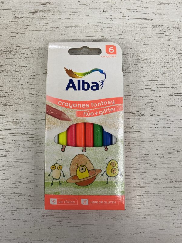 CRAYONES ALBA FANTASY GLITTER + FLUO X 6