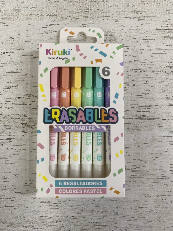 RESALTADOR KIRUKI PASTEL BORRABLES X 6