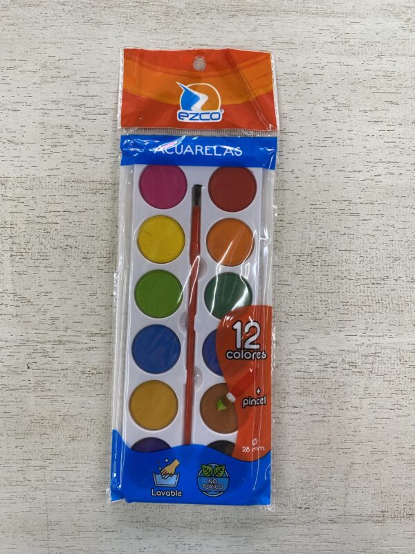 ACUARELA EZCO  X 12 COLORES + PINCEL