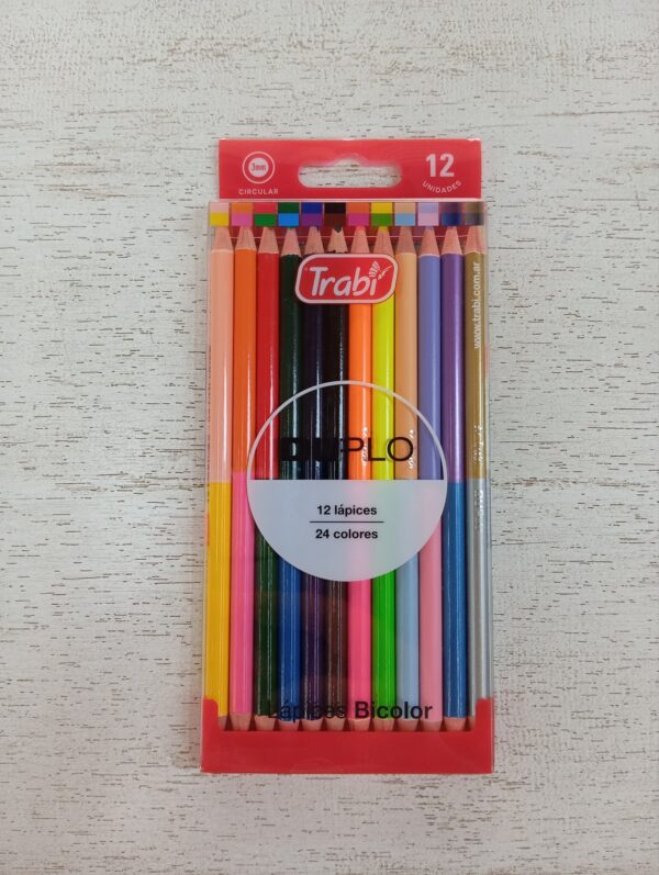 LAPICES DE COLORES TRABI BICOLOR X 12 COLORES